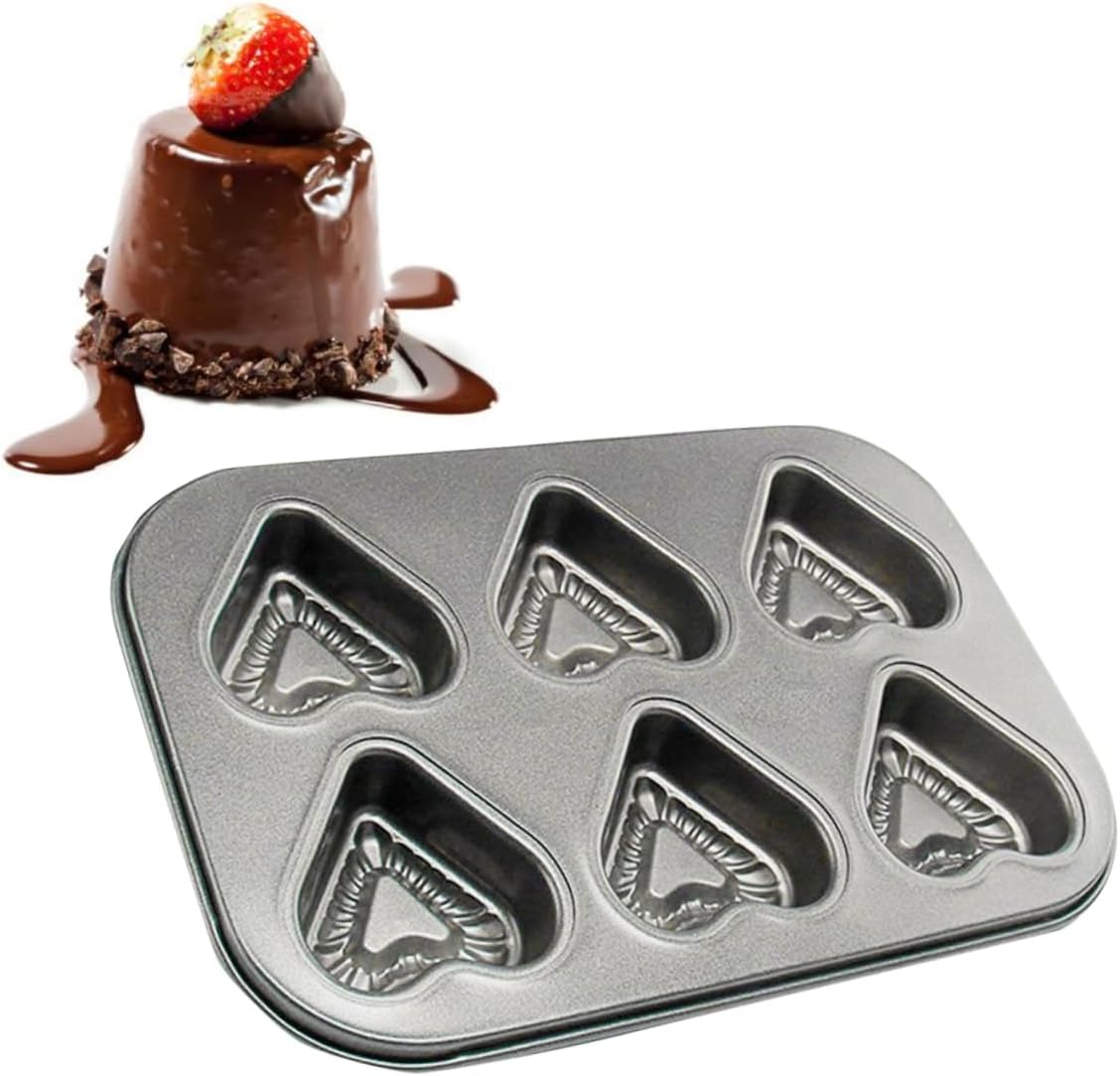 Heart Shaped Muffin Pan Set 2 Pcs Nonstick Heart Baking Tray for Cupcakes Valentine Day Baking 10.43X7.28 Inches