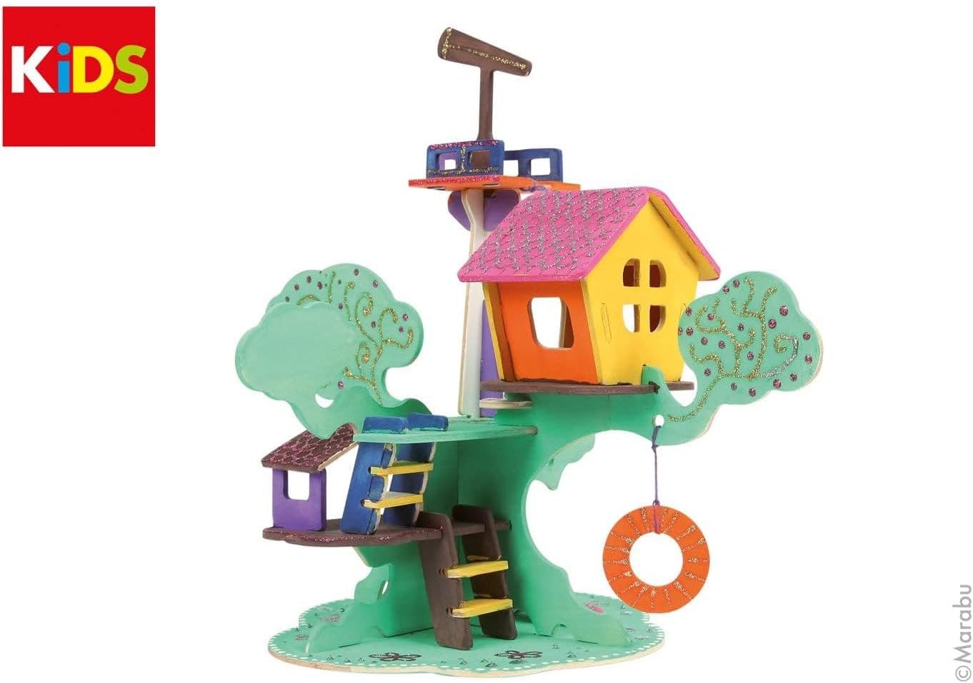 Marabu 0317000000011 Kids 3D Wooden Puzzle Tree House 37 Pieces Approx. 28 x 26 cm