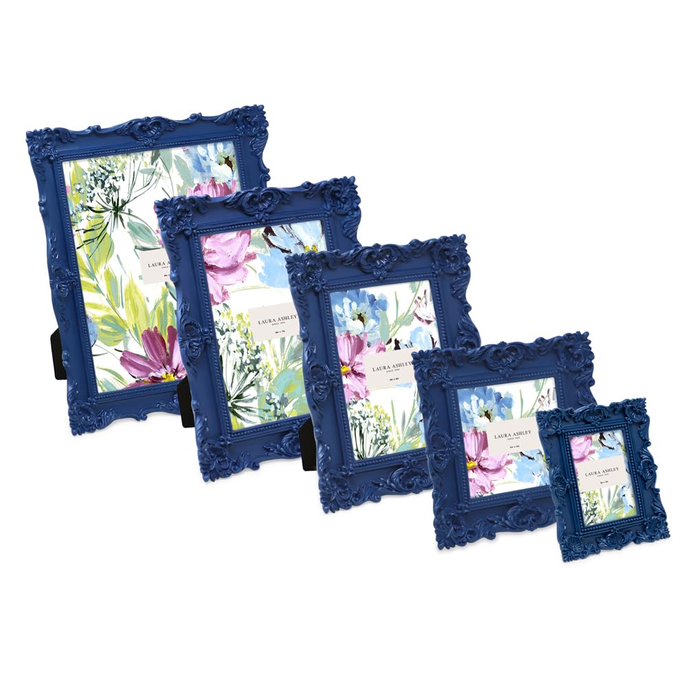 LAURA ASHLEY フォトフレーム セット Amazon.com - Laura Ashley 5x7 Navy Ornate Textured Hand-Crafted