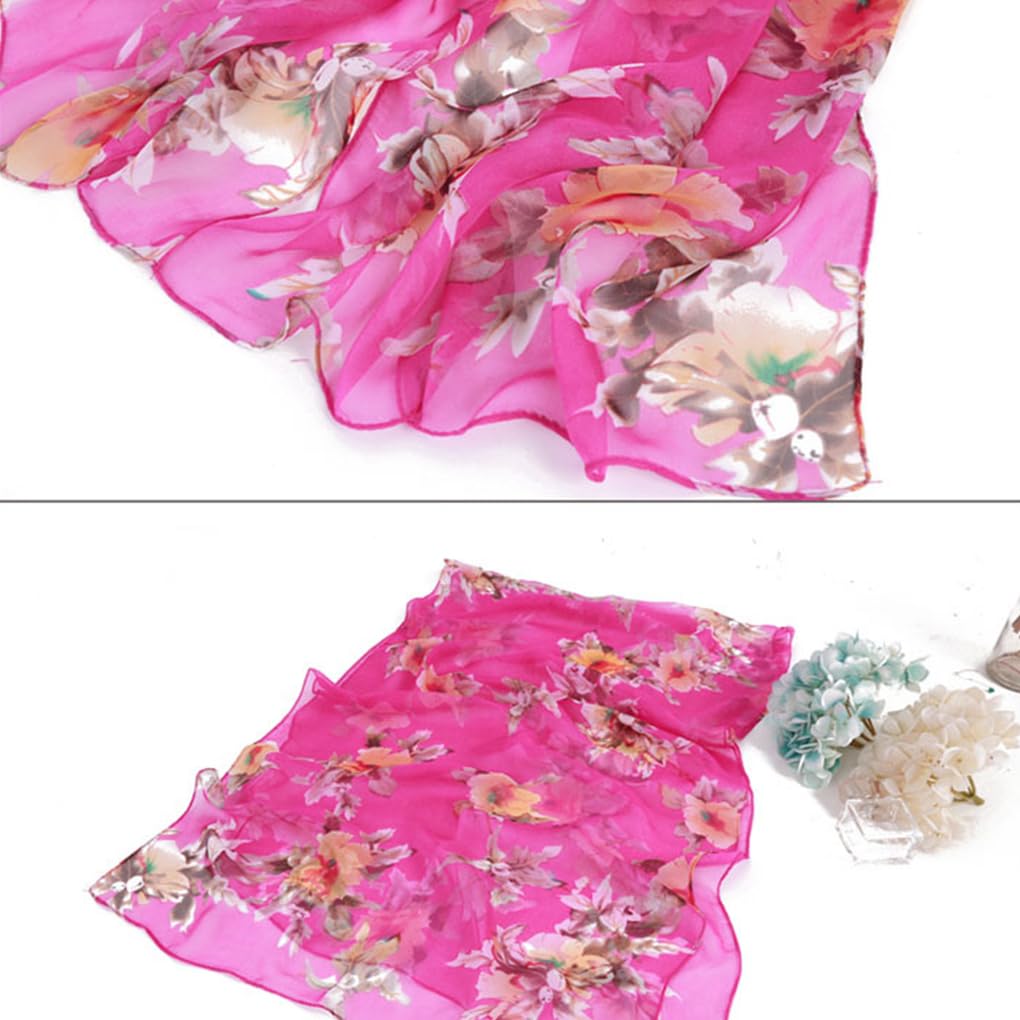 10 Set di Sciarpa versatile con motivo floreale, morbida, traspirante e facile da abbinare. Accessorio indispensabile, in tessuto leggero e portatile, arancione