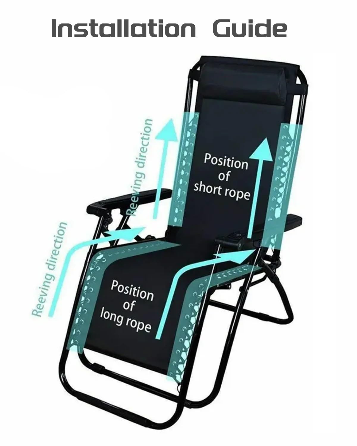 Cable de repuesto para silla de gravedad cero, cordones de repuesto universales, kit de reparación elástico para silla de descanso, reclinables al aire libre, silla antigravedad y sillas elásticas 3
