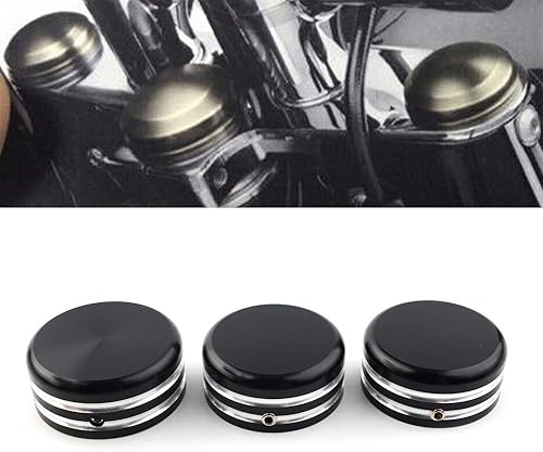Three T Cubiertas de tuercas de vástago superior de horquilla delantera compatibles con Harley Sportster XL883 XL1200 1988-2013, Dyna FXD FXDL