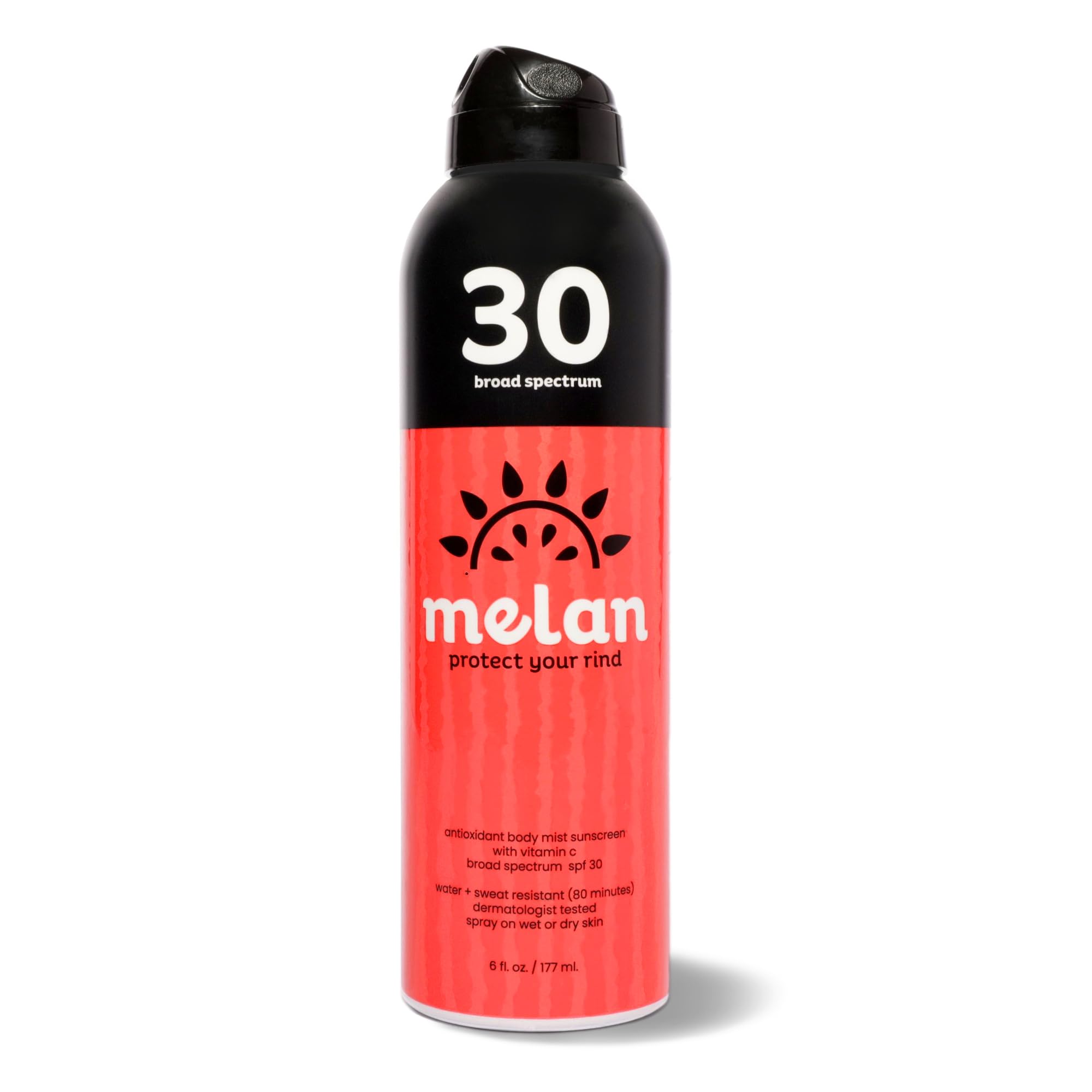 Melan SPF 30 Antioxidant Sunscreen Body Mist 6 oz - Lightweight Water Sweat Resistant Vitamin C Green Tea