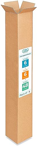 IDL Packaging Cajas de envío corrugadas altas de 6 pulgadas de largo x 6 pulgadas de ancho x 48 pulgadas de alto (paquete de 5)  Excelente elección
