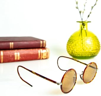 Rushnichok Vintage 1930s Style USSR Round Sunglasses WW2 Era Tortoiseshell Pattern Frame Teashades with Glass Lenses New Old Stock Soviet Eyewear
