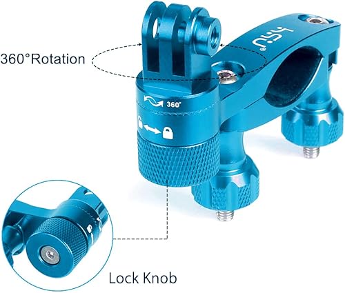 Miniatura 2 de HSU Manillar de bicicleta de aluminio de 0.6 a 1.3 pulgadas y juntas rectas de la misma dirección para Go Pro Hero 11/10/9/8/7/6/5 Negro, sesión