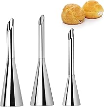 Large Cream Icing Piping Nozzle Tips 3 Pieces Professional Stainless Steel Puff Nozzle for Decorating Cake and Filling Pastry