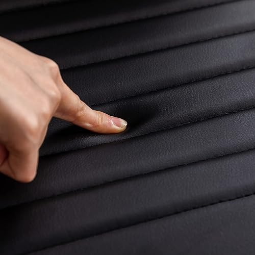 Miniatura 5 de Juego de 2 taburetes de bar de metal con altura ajustable, diseño moderno de piel sintética negra, con base cromada, para isla de cocina, bar,