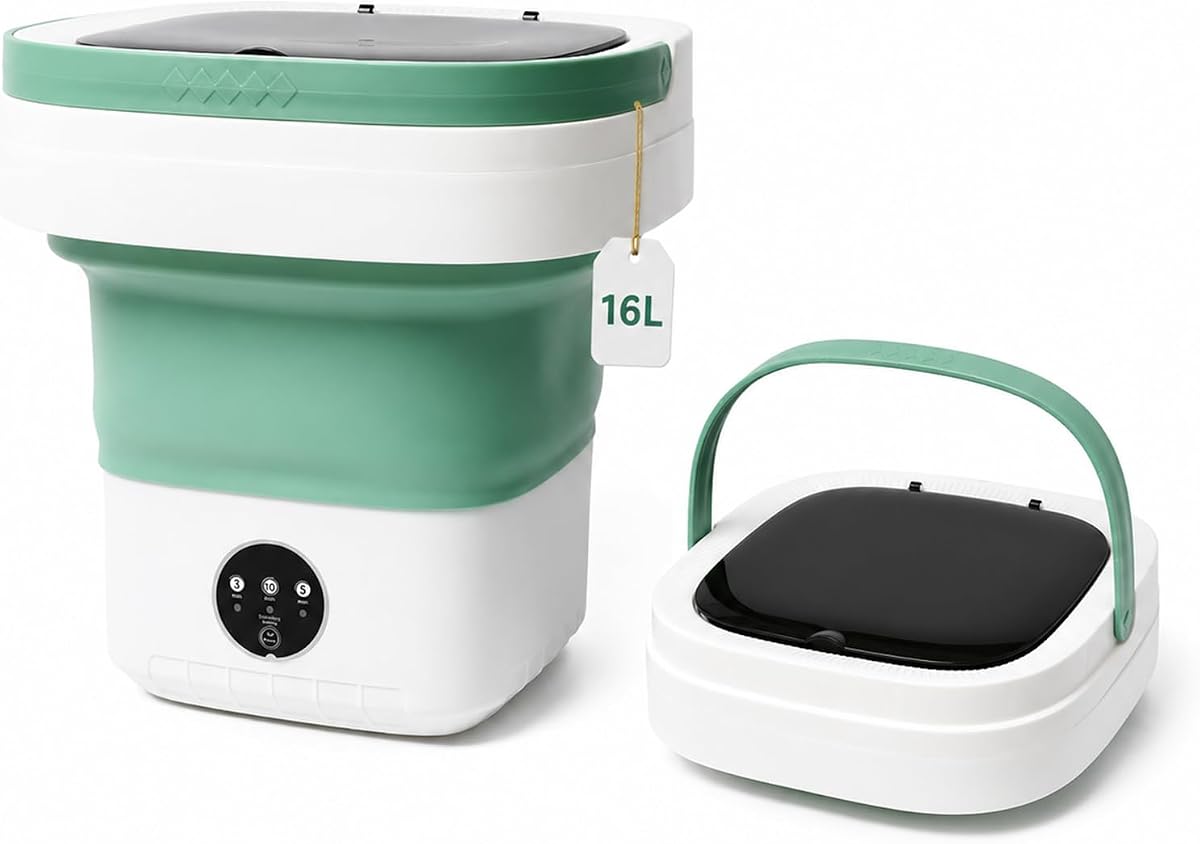 Mini Portable Foldable Washer - 16L Portable Washing Machine, Small Folding Washing Machine 3 Cleaning Modes for Baby Clothes/Intimate Apparel, for Travel, Home