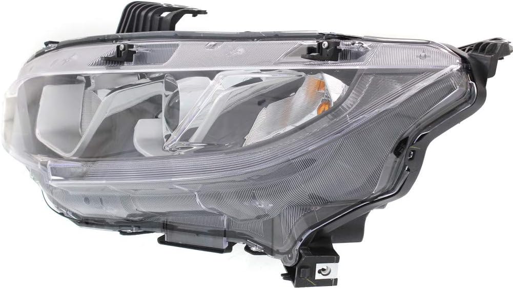 CarLights360: For 2016 2017 2018 HONDA CIVIC Head Light Assembly Driver Side w/Bulbs (Black Housing) - (CAPA Certified) Replacement for HO2502173