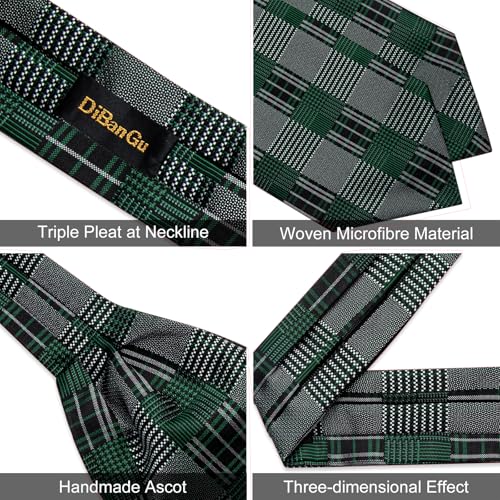 Image of DiBanGu Silk Woven Ascot Cravat with Pocket Square Set for Men | Paisley Ascot,Wrinkle-Resistant,Silky Smooth,Easy to Match,Cufflinks,Tie Ring,Wedding,Ceremonies,Party Occasions,Banquet