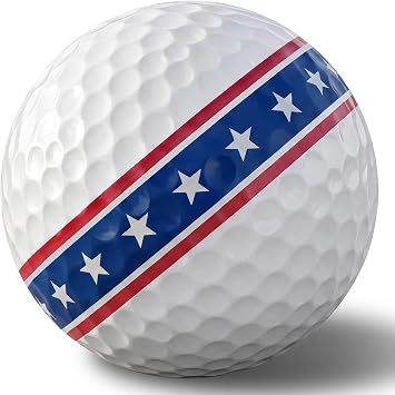 12 Pack Golf Balls for Practice & Play with Red White & Blue Star Design | Built with Solid Core, Full Distance Performance, Great Golf Gifts for Men Women Dad Golf Lovers