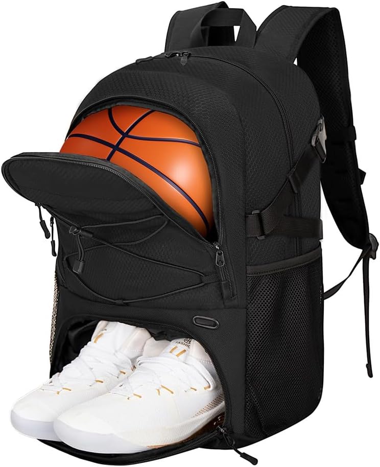 Polyester Basketball Bag with Shoes Compartment Multifunctional Sport Training Equipment Storage Bag Backpack for Soccer, Swim, Gym