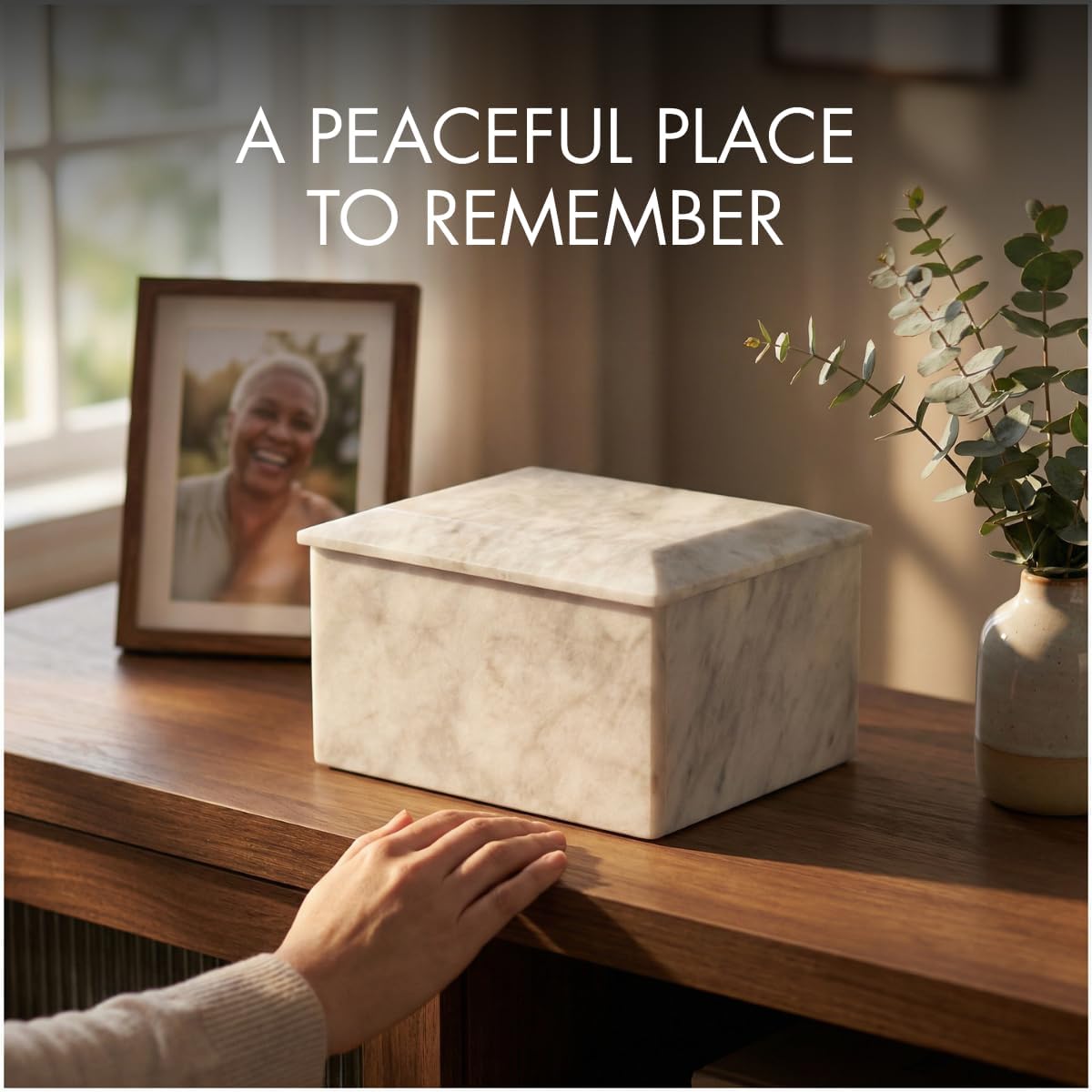 Bey-Berk Deering Moments Marble Cremation Memorial Urn for Human Ashes Adult Size (White)