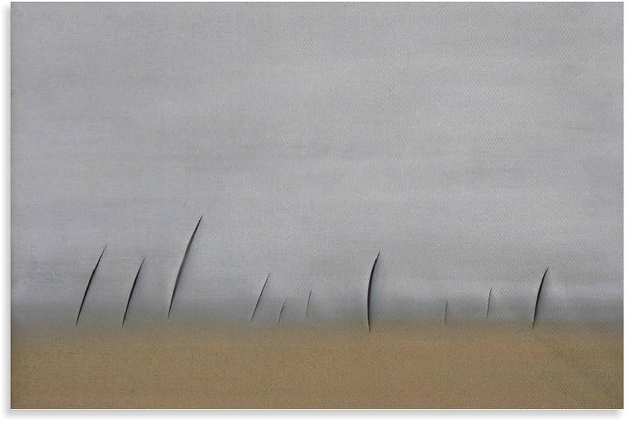 ZZYGGN GMGSW Lucio Fontana Posters《Untitled》Painting Minimalist Wall Art Gray Brown Picture Lucio Fontana Canvas Prints for Living Room Decor 40x50cm Frameless