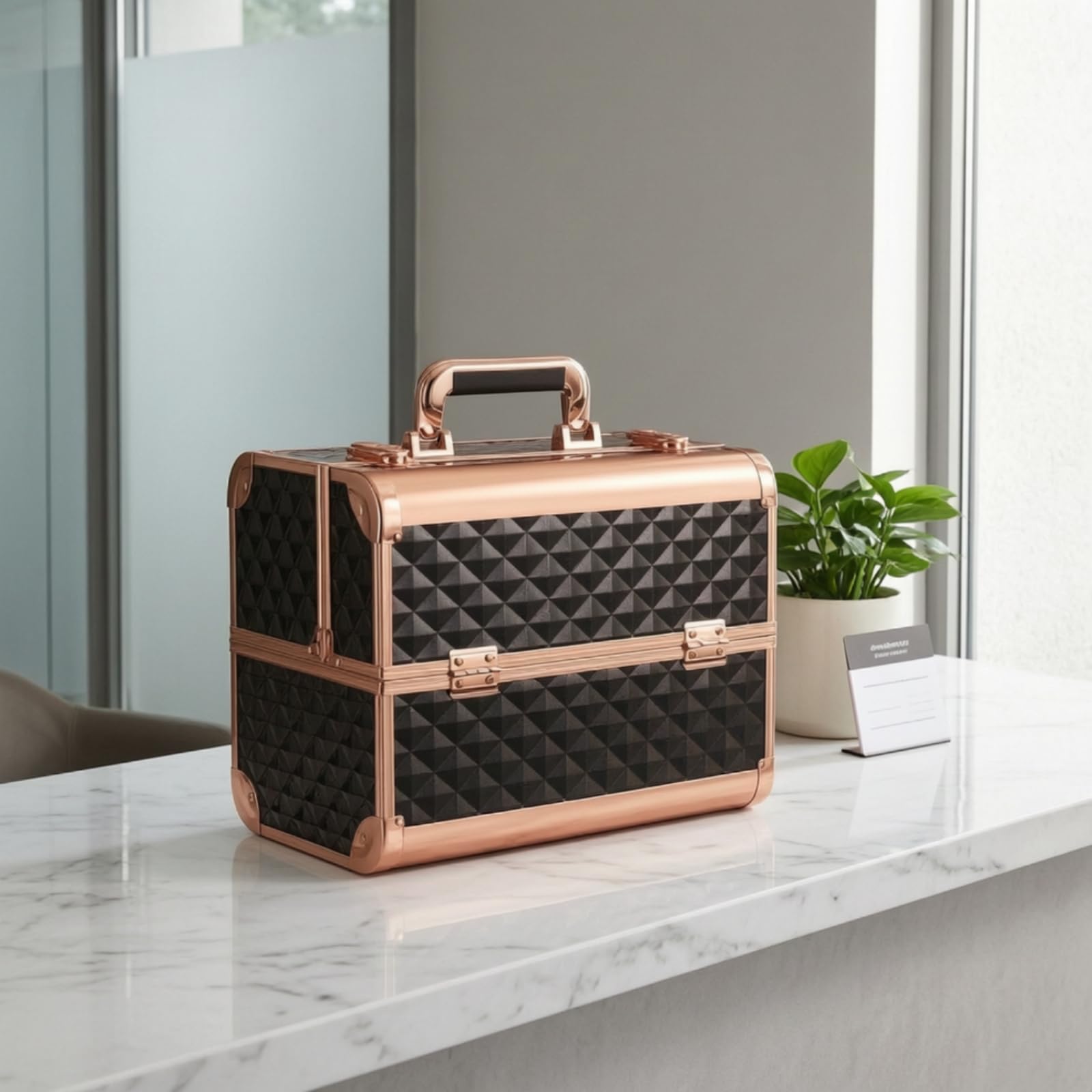 Professional Make Up Koffer Schminkkoffer Kosmetikkoffer Visagistenkoffer mit Robustem Aluminiumgehäuse Verstärkten Metallecken Und Gepolstertem Innenraum für Visagisten Friseure set, style to 2