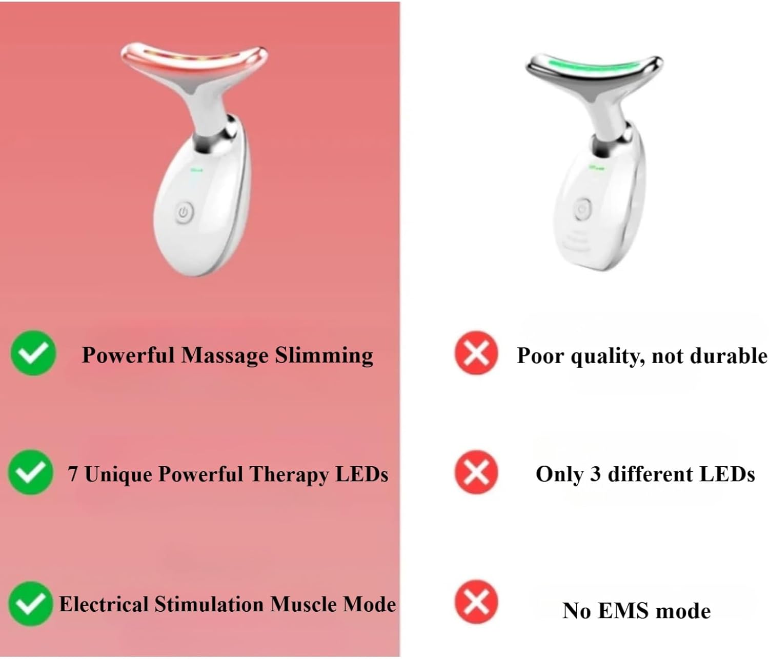 3-in-1 LED Facial Sculptor, 7-Color LED Facial Massager, Portable Skin Care Device for Wrinkles & Firming (Pink)