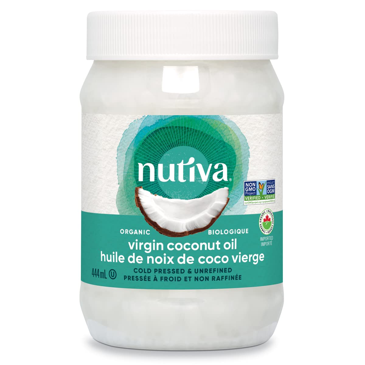 Nutiva Organic Cold-Pressed Virgin Coconut Oil, 444 mL (12 Pack) | Non-GMO, Fair Trade | Whole 30 Approved, Vegan & Keto | Fresh Coconut Flavor and Aroma for Cooking & Healthy Skin and Hair