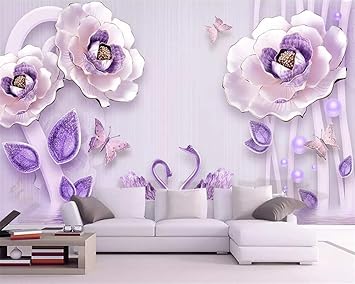 Avikalp Exclusive AWZ0206 Embossed Floral Wallpaper Home Interior HD 3D Wallpaper[9 ft x 7 ft] / [274 cm x 213 cm]