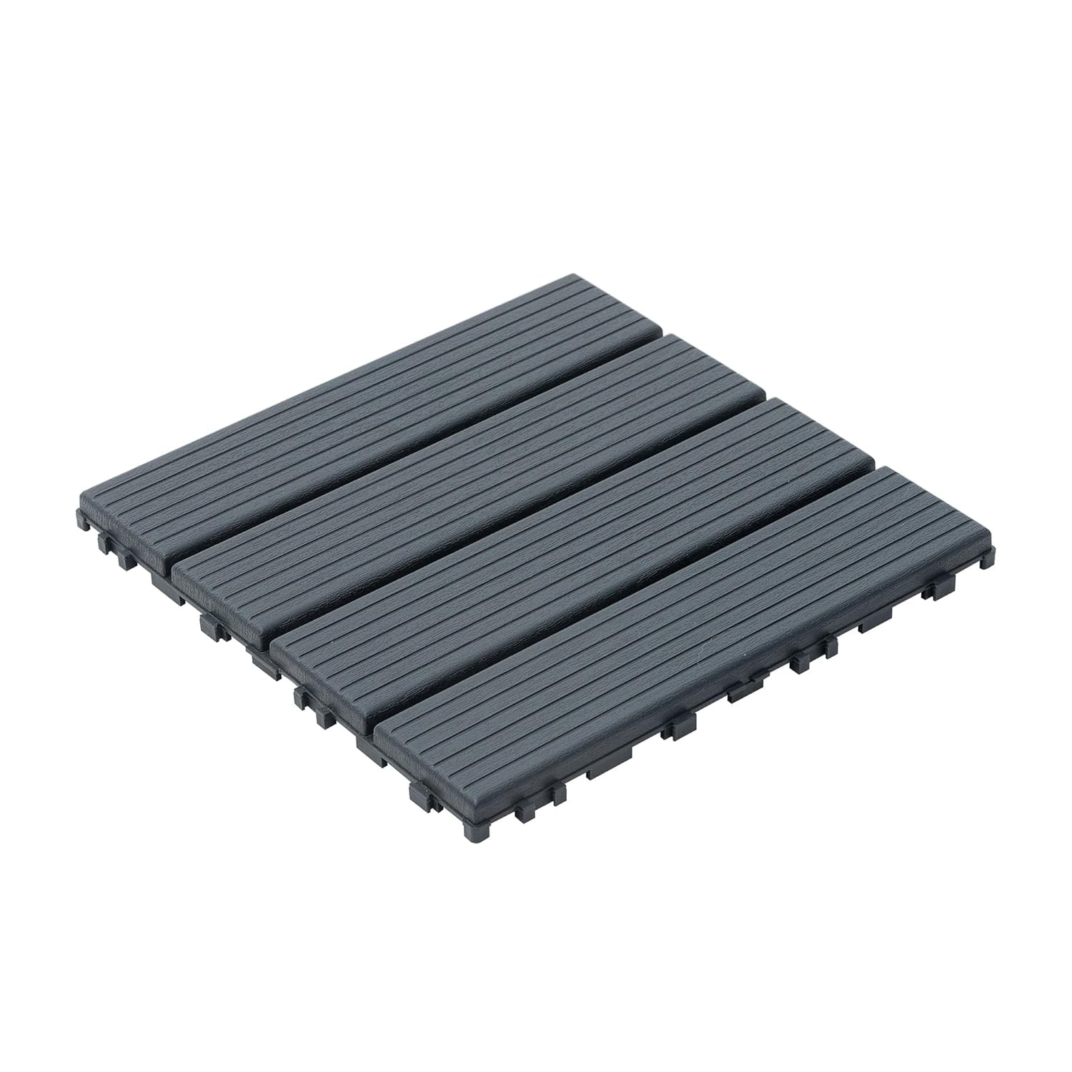Bcvgysar Dark Grey Interlocking Patio Deck Tiles, 44 Pack 12X12 Interlocking Plastic Tiles Multi Balcony Porch Backyard Poolside