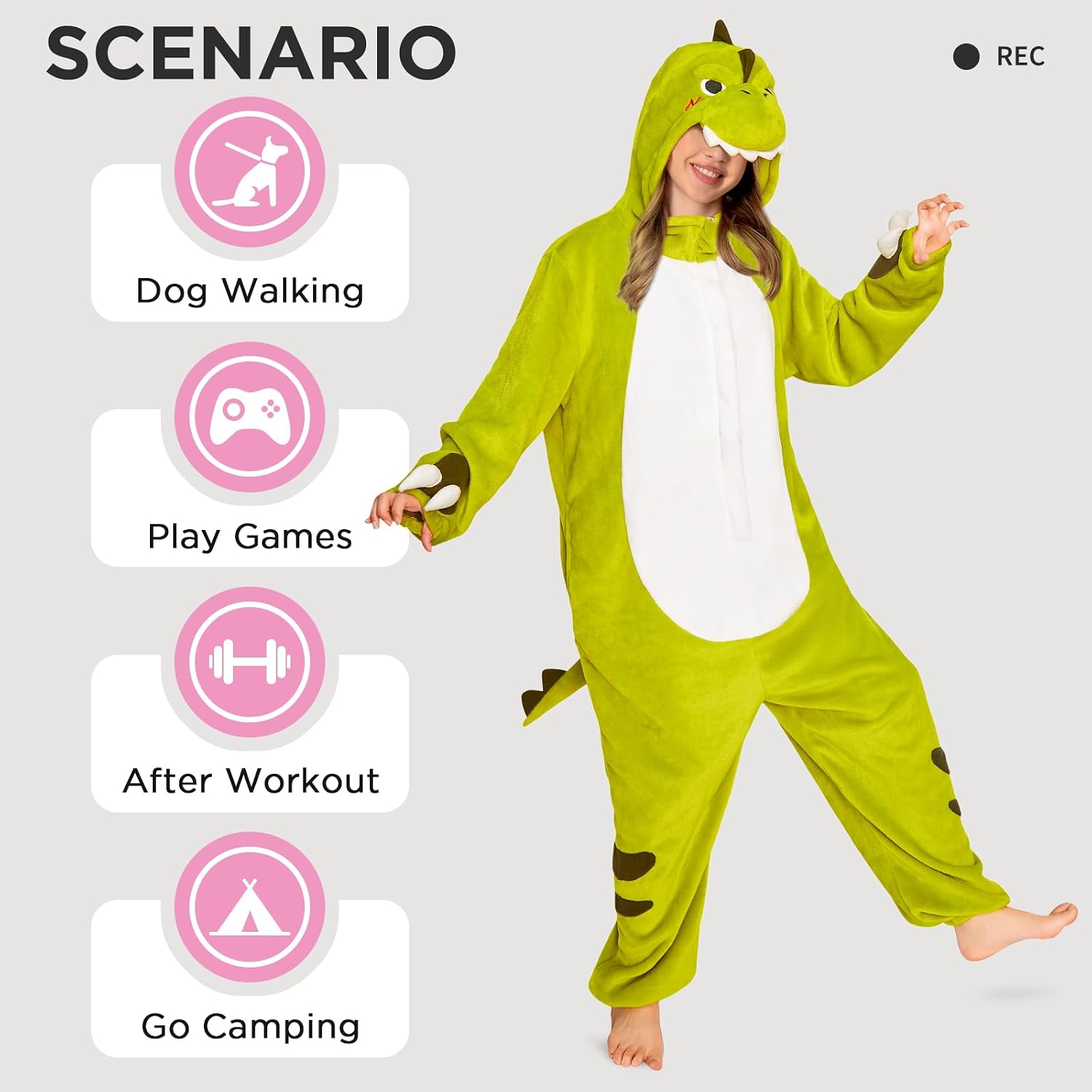 OLAOLA Adult Onesie, Halloween Animal Costume, Unisex Cosplay Pajamas | 3D Animal Hooded Jumpsuit, Flannel Fabric, Zipper Closure, Hip Zipper, Soft and Cozy, Machine Washable