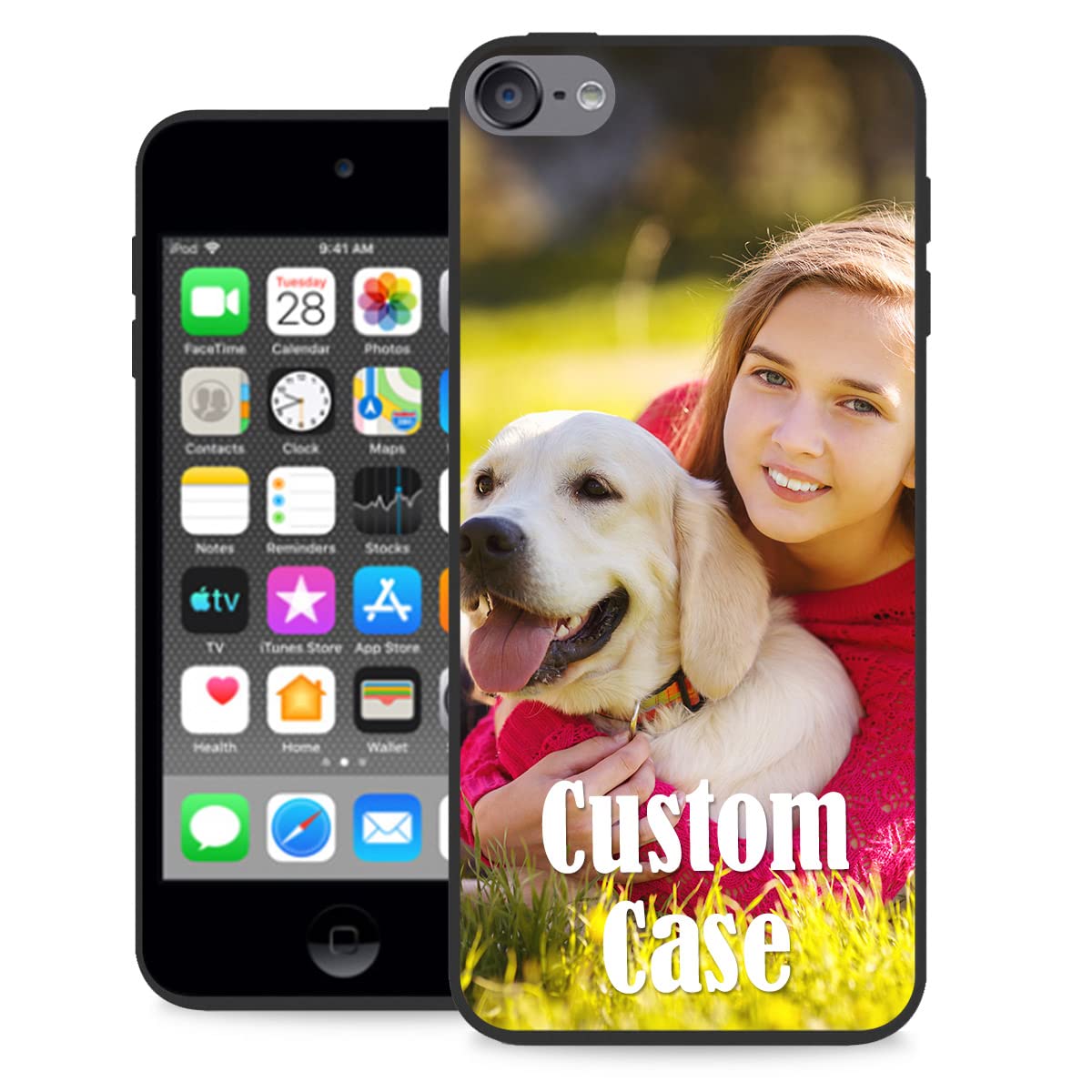 Personalized-Custom Phone Case for iPod touch 5 th / 6 th / 7 th Generation with Picture Photo Text Name - Customized Touch 7th / 6th / 5th Cellphone / Smartphone / Mobilephone Soft Thin Cover Black