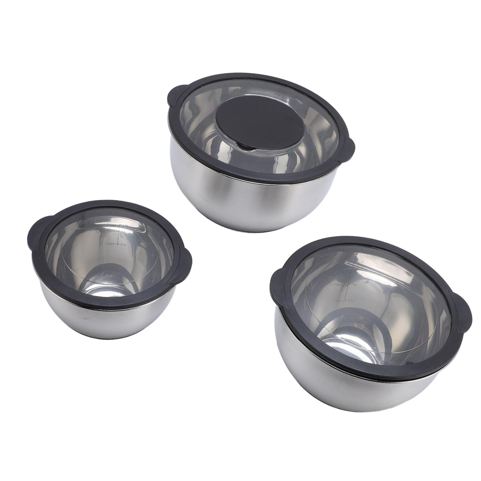 Edelstahl-Rührschüssel-Set mit Deckel, 3-teiliges Schüssel- und Reiben-Set Zum Backen, Salatmischen und Essenszubereiten, Inklusive 3 Reiben, Ideal für Kücheneffizienz