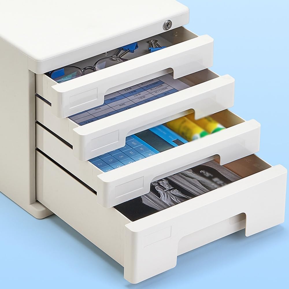 Multifunzionale A4 Documenti Nizer con serratura - 4 strati File Cabinet per ufficio o uso domestico, ideale per spazio di lavoro, colore grigio