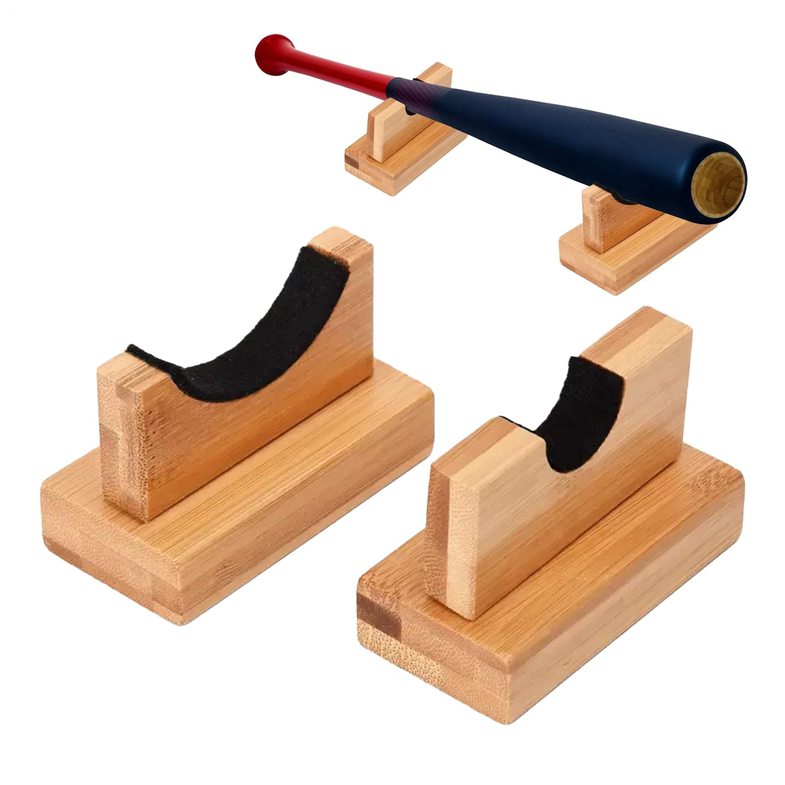 Support pour batte de baseball, affichage horizontal, en bois massif, fait à la main - Support pour batte de baseball - Support pour batte de baseball - Support d'affichage horizontal pour batte de