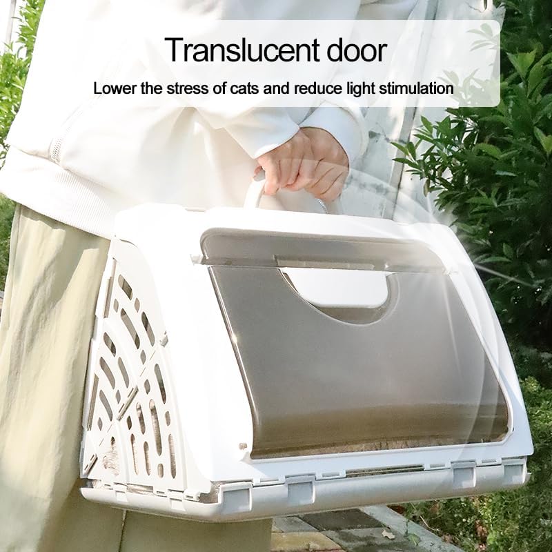 Miniatura 5 de Transportador pequeño para gatos con capacidad de hasta 25 libras, transportador de viaje de plástico para gatos de 17 pulgadas de largo x 14