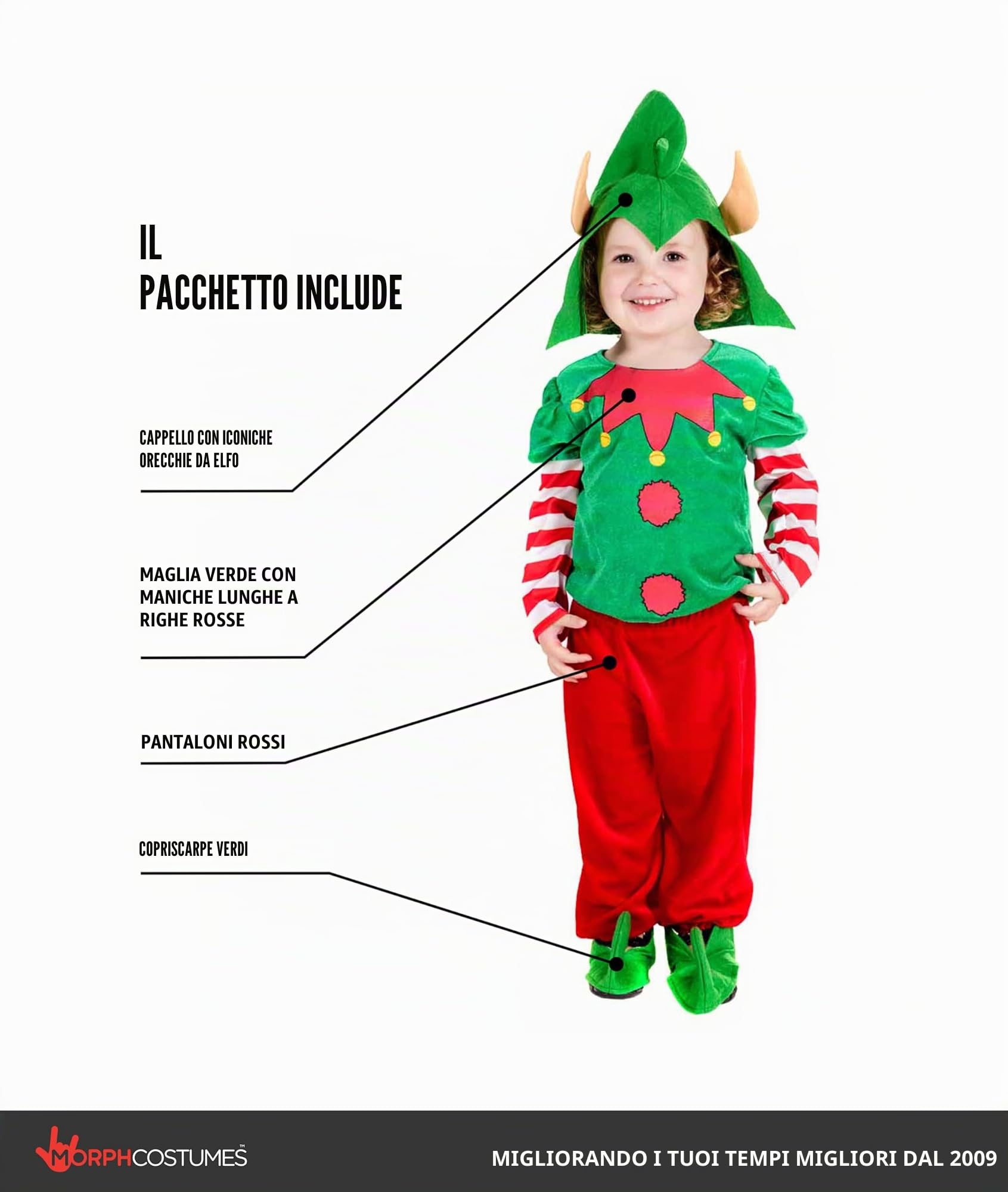 Fun Shack Costume Elfo Bambino, Costume Natalizio Halloween