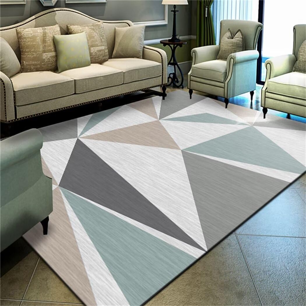 Tapis exquis de salon géométrique moderne bleu géant 180x250cm