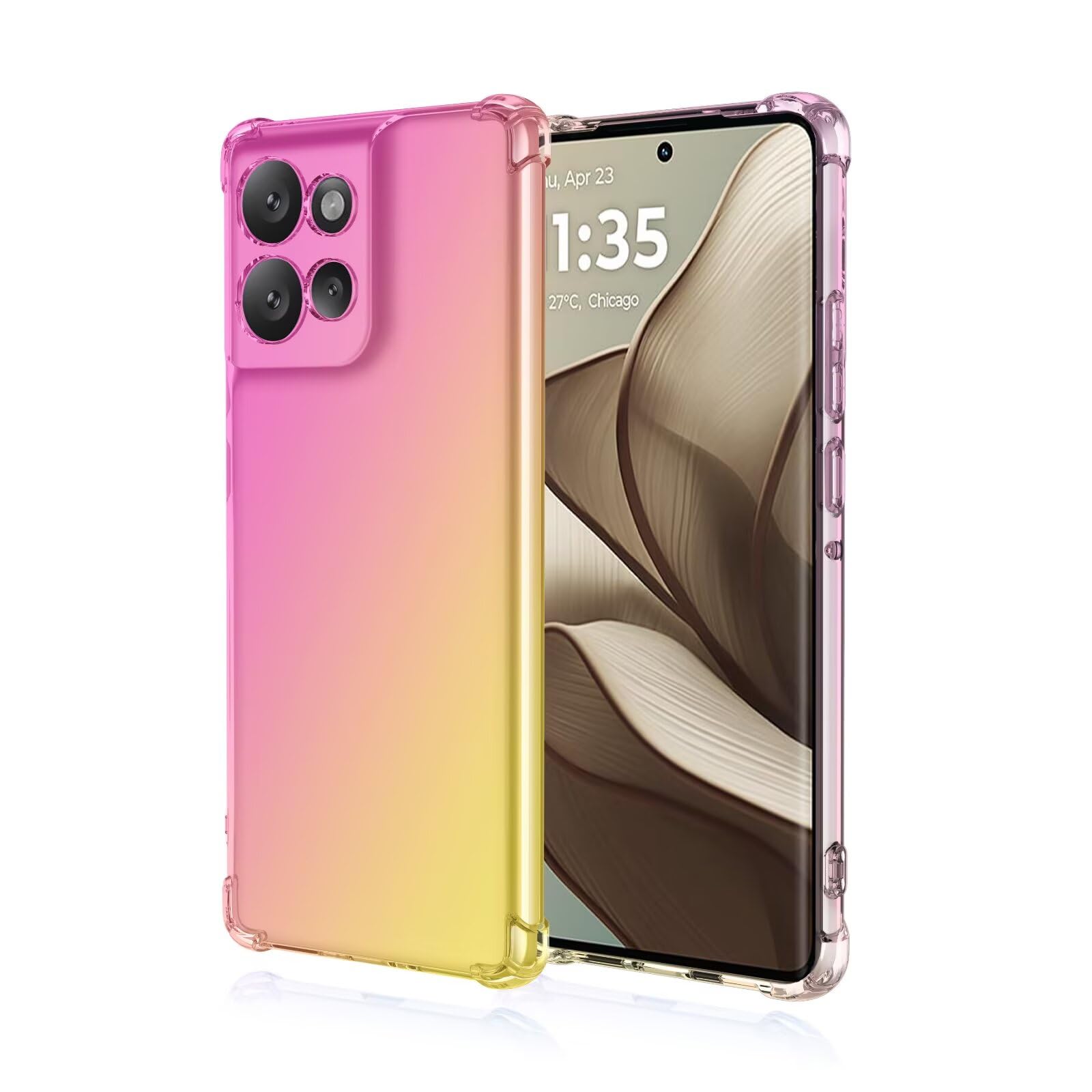 EASSGU TPU Handyhülle Für Motorola Edge 40 Neo – Durchsichtig, Rosa-gold Farbverlauf, Stoßfest