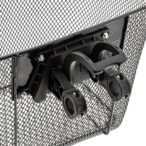 Metall Fahrradkorb schwarz für Lenker - 34 x 26 cm - Einkaufskorb für Fahrräder zur Festmontage - Fahrradtasche Lenkerkorb Einkaufskorb Transportkorb Metallkorb Korb Tasche für Fahrrad engmaschig