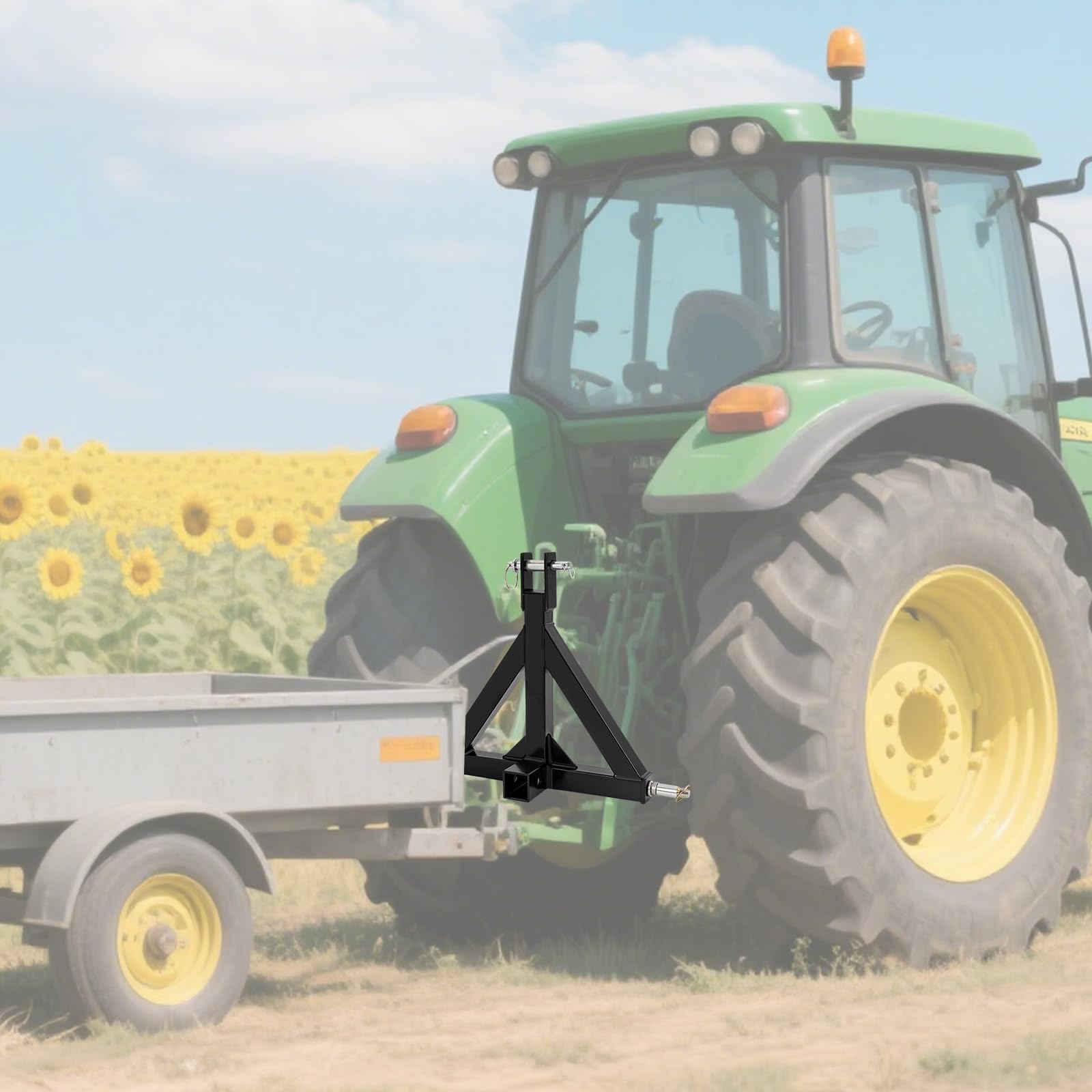 Enganche de remolque de 3 puntos, enganche de remolque para tractor con tractor de 2 pulgadas, carril de cultivo, para la mayoría de tractores y remolques