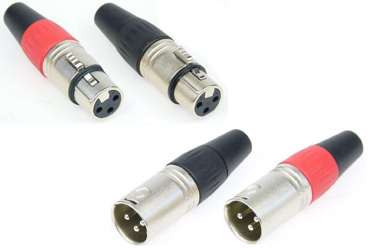 Adam Hall 10 SETs Connectors XLR 3 pol Mikrofon Kabel Stecker male + Kupplung female in ROT + SCHWARZ, versilbert 3 Star Serie