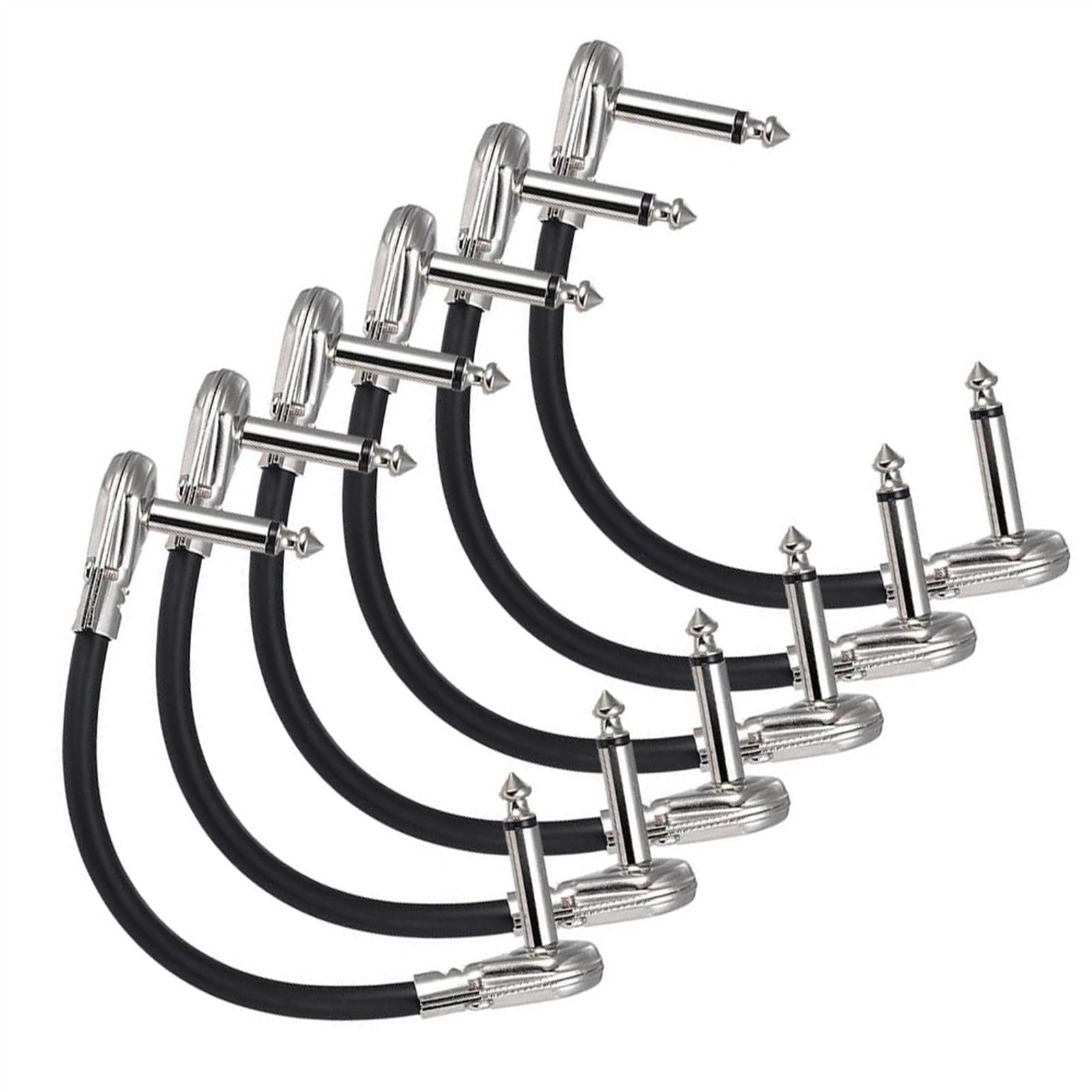Kabel Audio Do Gitary Zworki do pedałów efektów gitarowych i 1/4 cala, srebrna wtyczka kątowa, 6 szt (Size : 15cm)