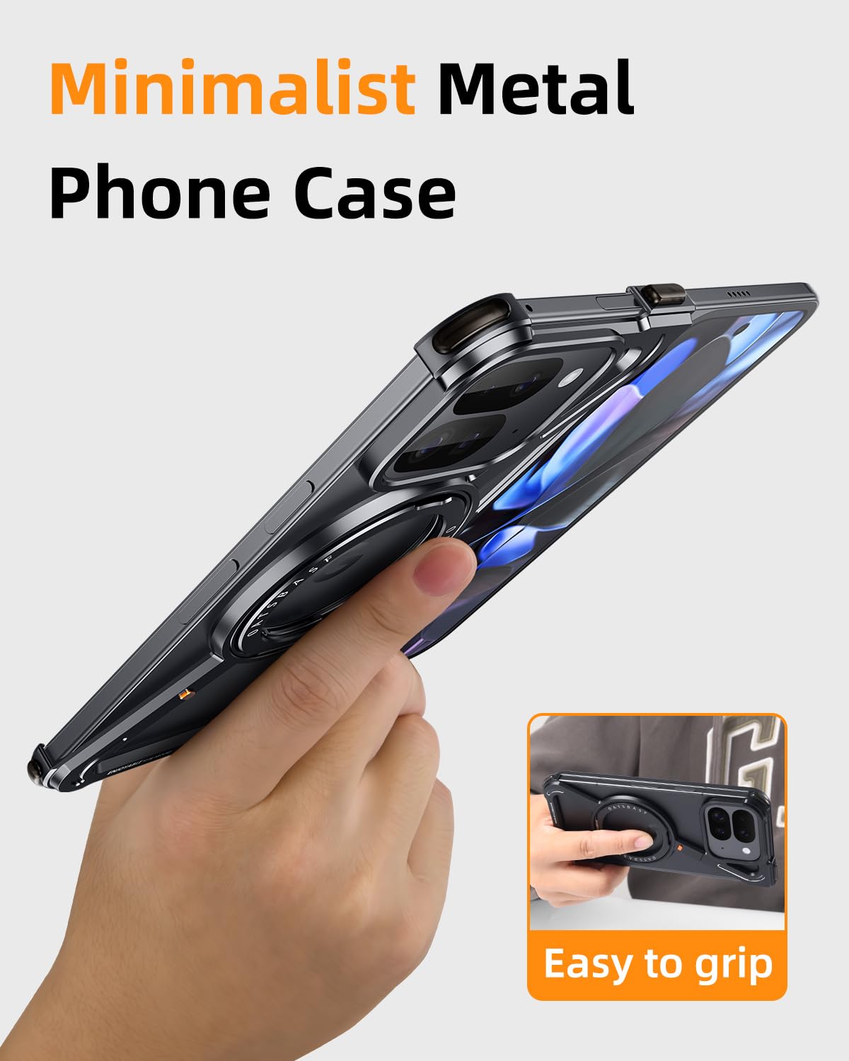 Custodia pieghevole per Google Pixel 9 Pro Fold con Magsafe, supporto magnetico girevole a 360°, protezione dalle cadute, custodia protettiva antiurto in metallo per Pixel 9 Pro Fold Cover