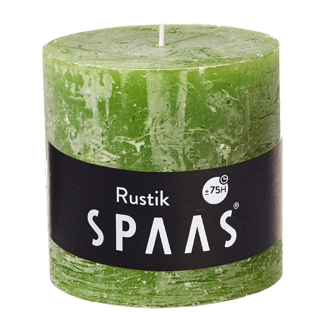 100/mm vela rústica Spaas en forma de columna sin perfume, 75 horas, verde oliva