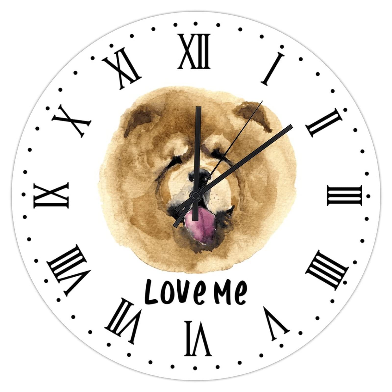 Horloge murale en bois rustique Chow Chow 38cm au design noble et épuré