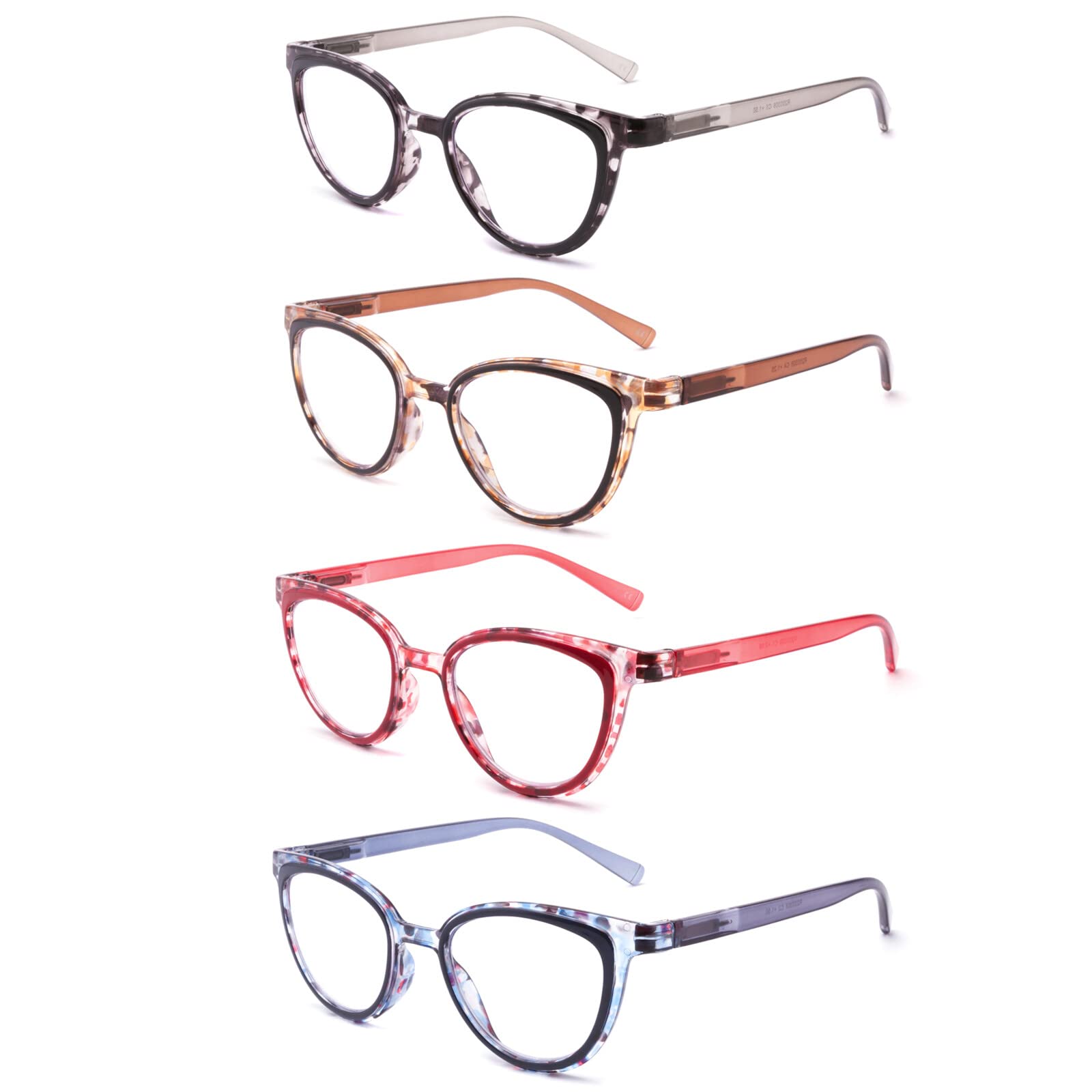 IVNUOYI 4 Pack Reading Glasses Blue Light Blocking Fashion Ladies Readers with Spring Hinges,Anti Glare UV Eyestrain,Computer Eyeglasses for Women 4.0