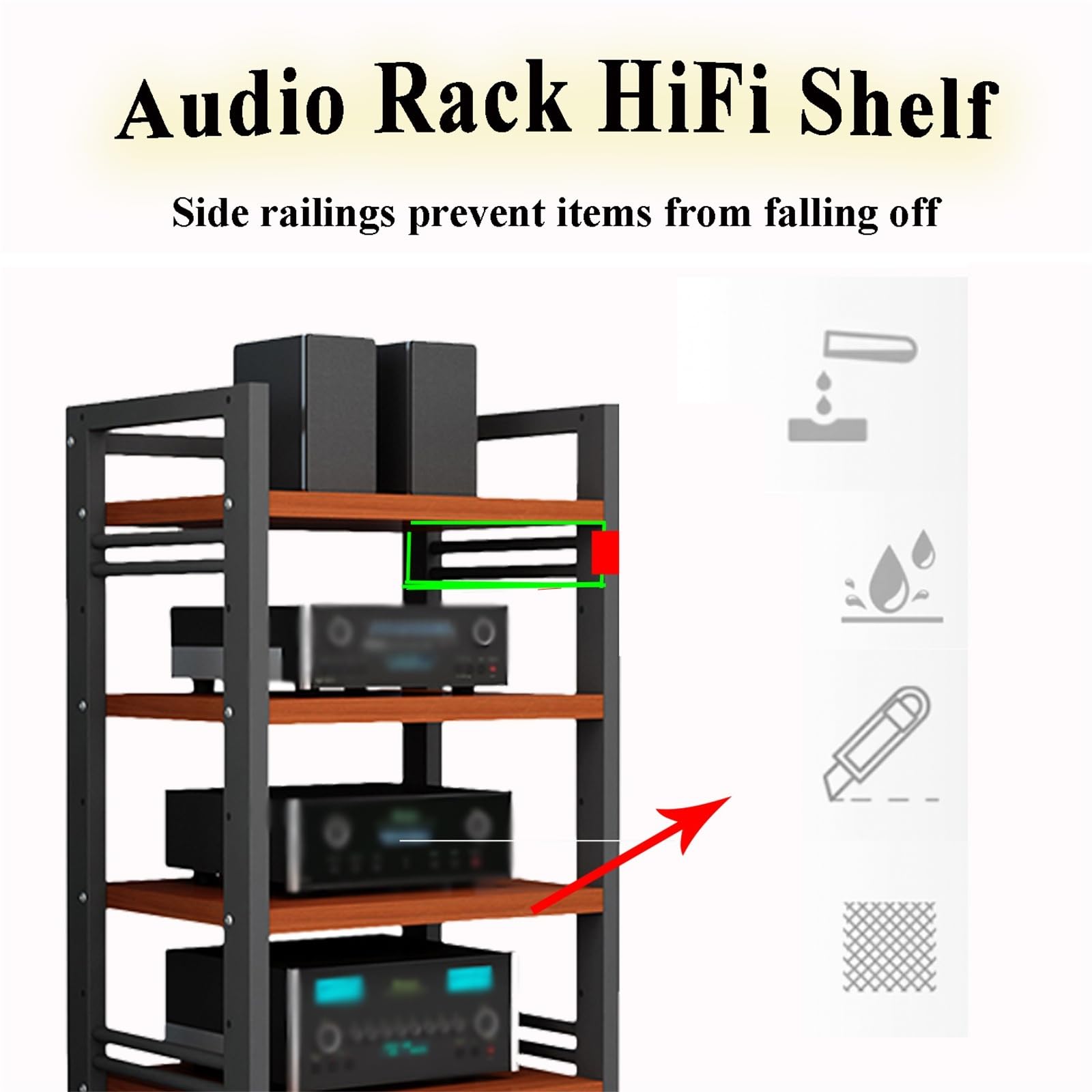 Stojak na sprzęt audio Hi-Fi 5-poziomowy, szafka do przechowywania komponentów AV, gramofon i stojaki, szafka na sprzęt audio, półka AV, stolik pod telewizor(Brown)