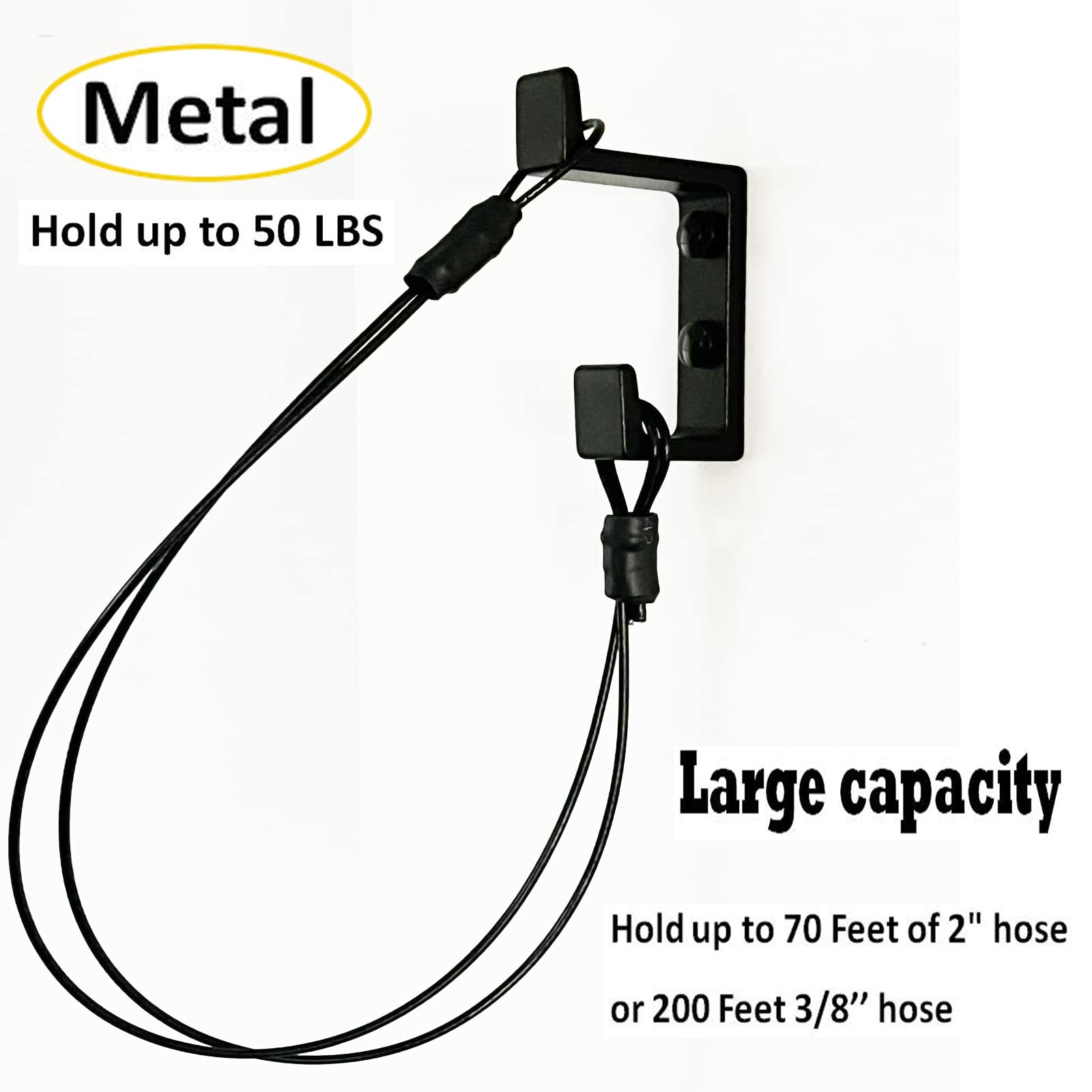 Swimming Pool Vacuum Hose Hanger, Wall-Mounted Heavy Duty Metal Hose Bracket, Pool Hose Holder, Carrier, Support for Garden Hose Storage Hanger - Hold Up to 60 Feet 2’’ Hose (No Hose)