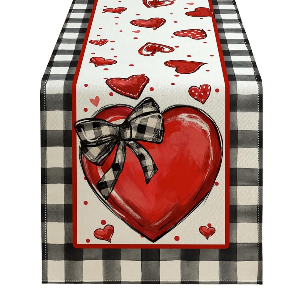 CTRLZS Valentine'S Day Table Runner Farmhouse Table Decoration for Kitchen Dinning 33 X 120cm B 1 Piece