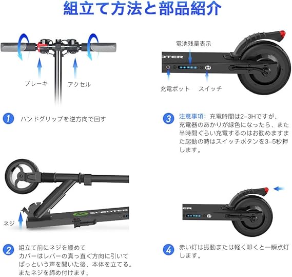 Amazon | MEGAWHEELS 電動キックボード キックスクーター 電動 ...