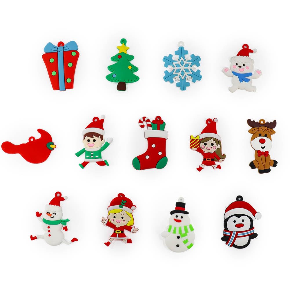 JDS Toy Store (13 pk) Assorted Christmas Theme Ornaments - Holiday Themed Ornament Set for Christmas Tree, Wreath, Garland - Durable Assorted Hanging Xmas Decorations, 13 Styles
