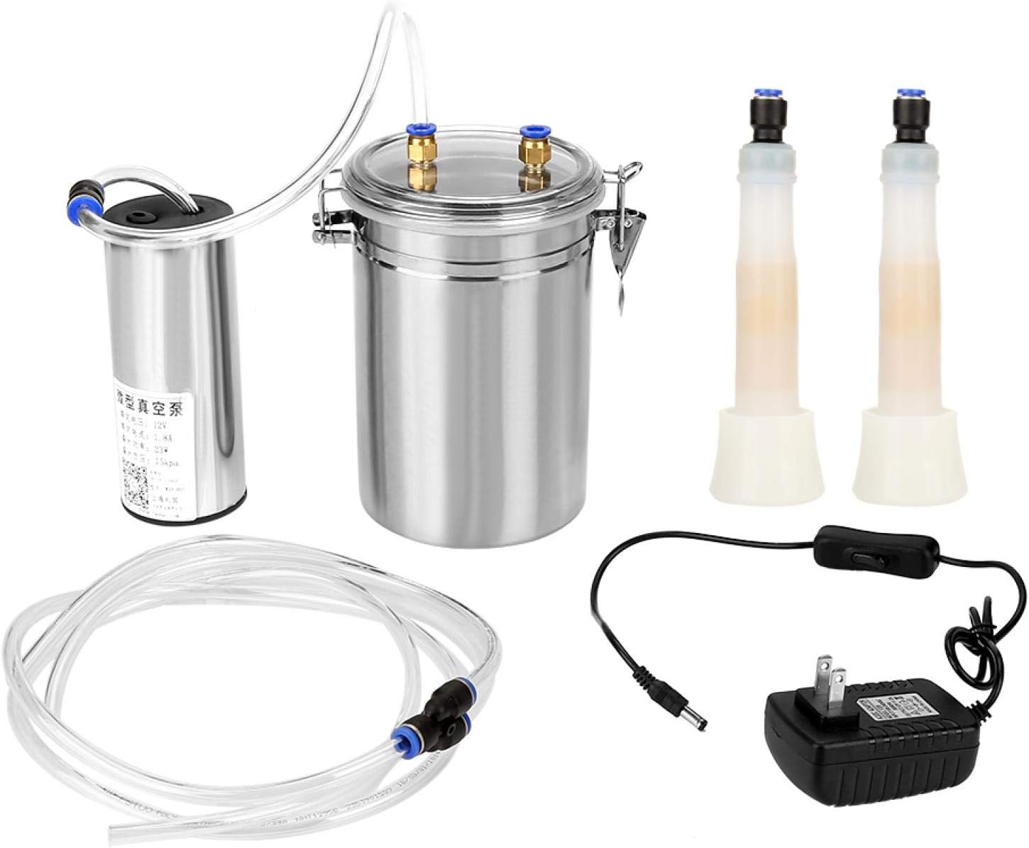 2L Electric Milking machine, Goat & Cow Milking Supplies Portable Stainless Steel Milking Supplies(US-COW)