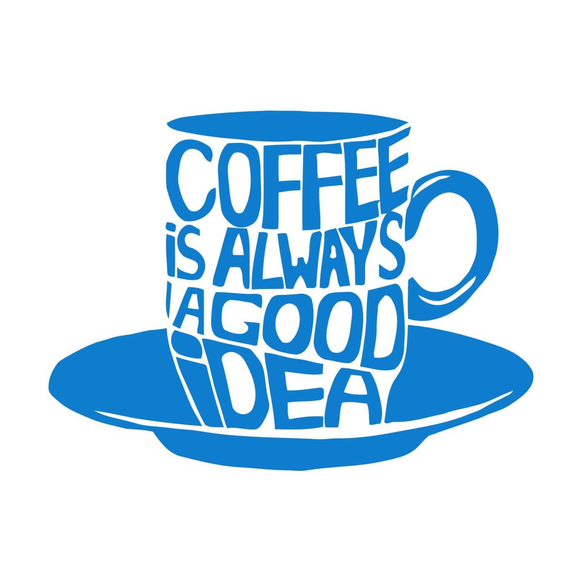 Lettering Stickers Cup Coffee Words Phrase Lettering Cafe Kitchen 36x48.2cm Personalized Customization Small Blue — image 1