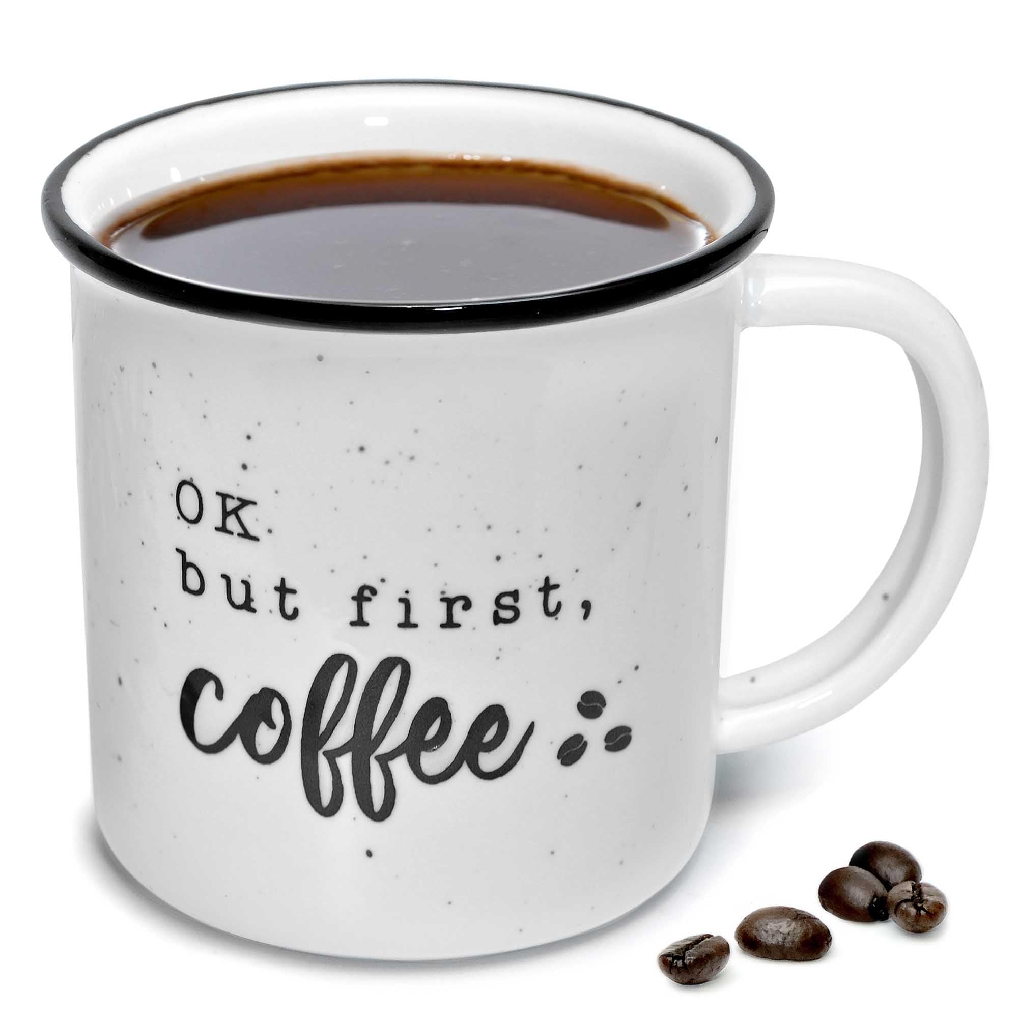 Amazon.com: MAINEVENT Ok But First Coffee 11 Ounces Ceramic Coffee Mug with  Quotes, Funny Coffee Mug with Sayings, Cool Coffee Mugs For Men and Women :  Home & Kitchen