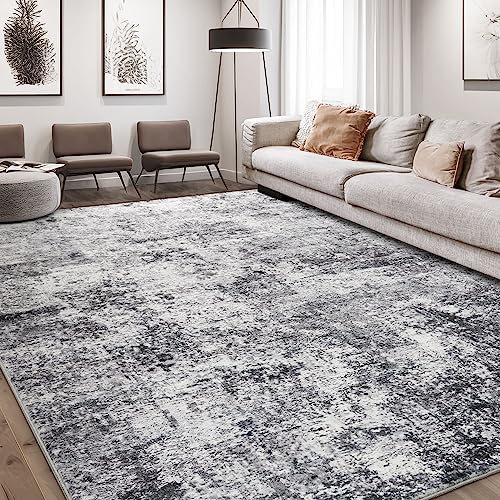 Area Rug Living Room Rugs – 6×9 Large Soft Indoor Neutral Modern Abstract Low Pile Washable Rug Carpet for Bedroom Dining Room Farmhouse Home Office – Grey